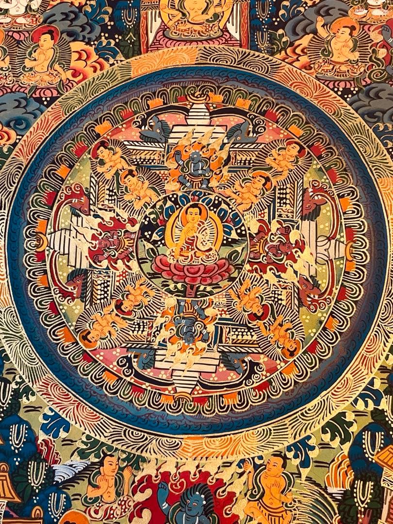 チベット密教 手描き曼荼羅（マンダラ）タンカ【新品・一点物】肉筆画 11
