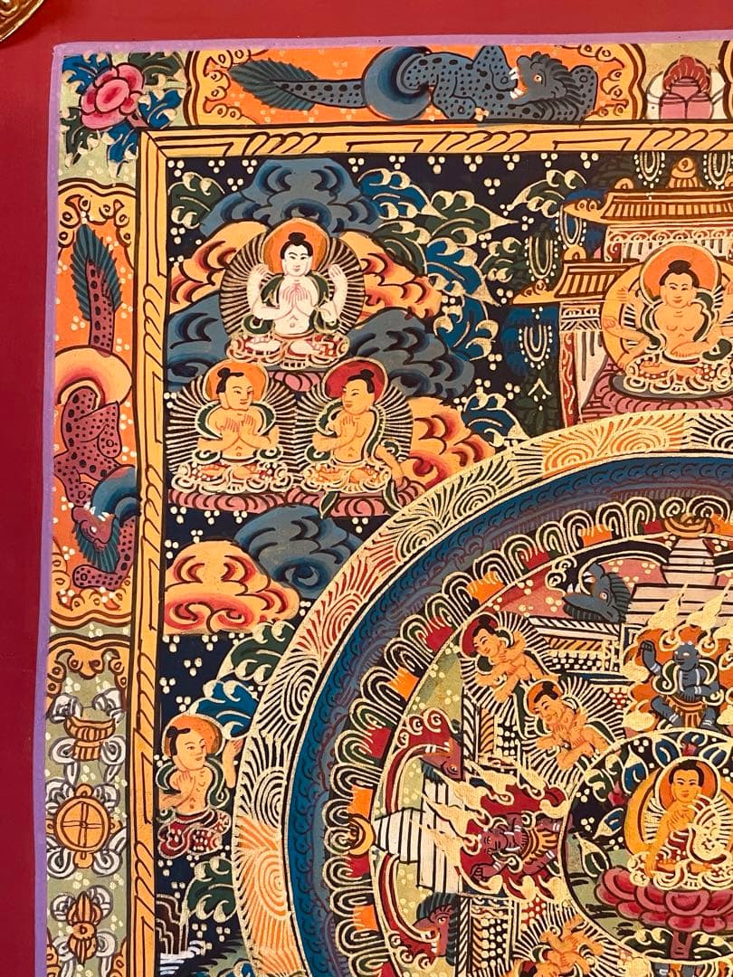 チベット密教 手描き曼荼羅（マンダラ）タンカ【新品・一点物】肉筆画 11
