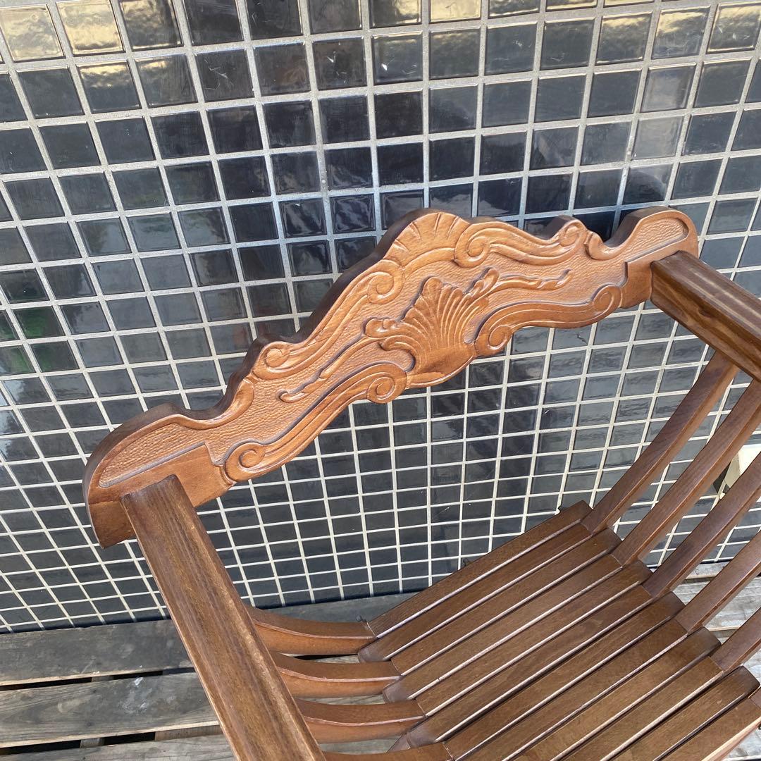 B.イタリア サボナローラチェア ヴィンテージ 折りたたみ 木彫り 家具