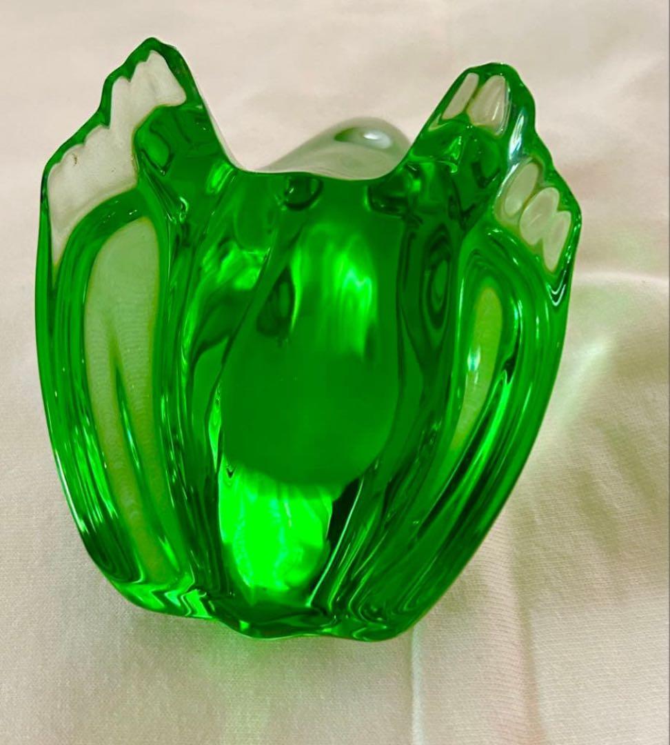 オ*ル様 バカラ　クリスタル　カエル　透明緑色