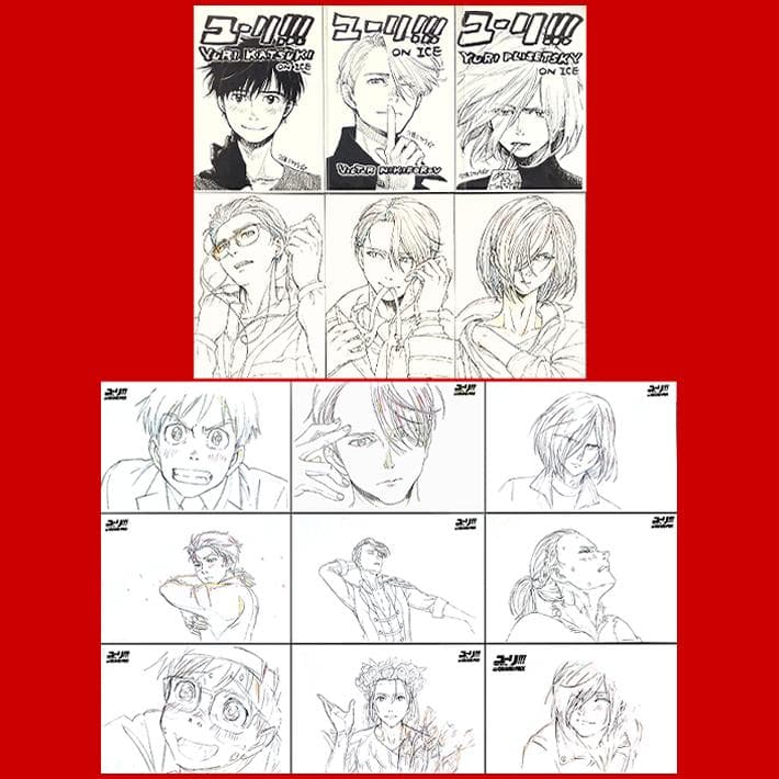 15点[ユーリ!!! on ICE]原画 ポストカード★勇利・ヴィクトル・ユリオ