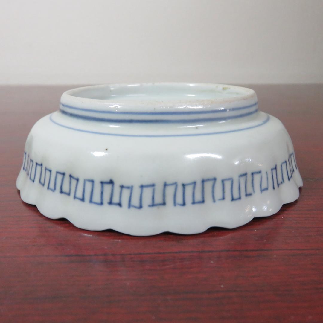 小皿 松竹梅 染付 丸窓 3枚 明治 大正