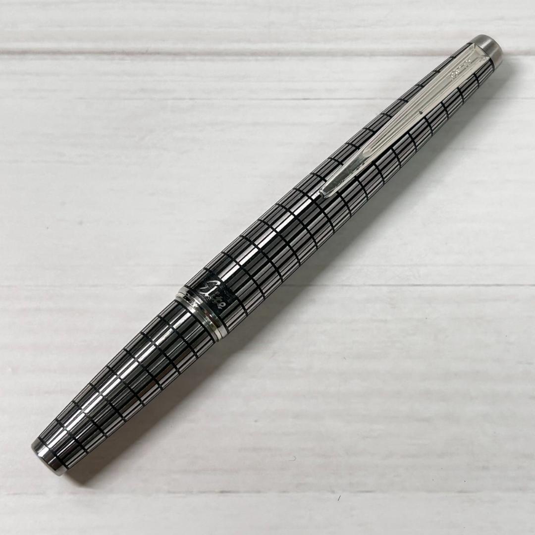 パイロット 万年筆 エリート シルバー格子 H675 18K F レア U128