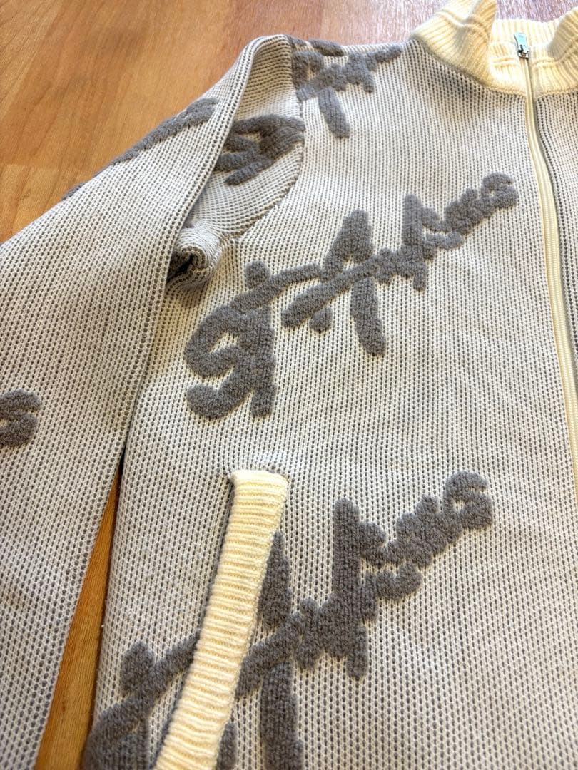 ◼️St ANDREWS ◼️ロゴニットブルゾンM 白グレー美品