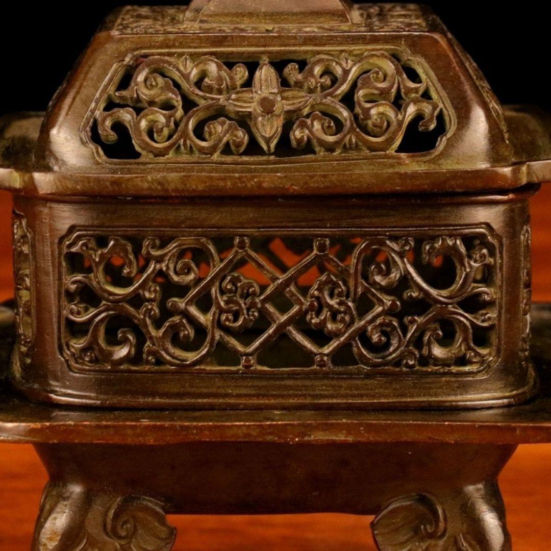 銅 細工 香炉 象蓋三層香炉 茶室 文房案頭 置物 装飾品 工芸品