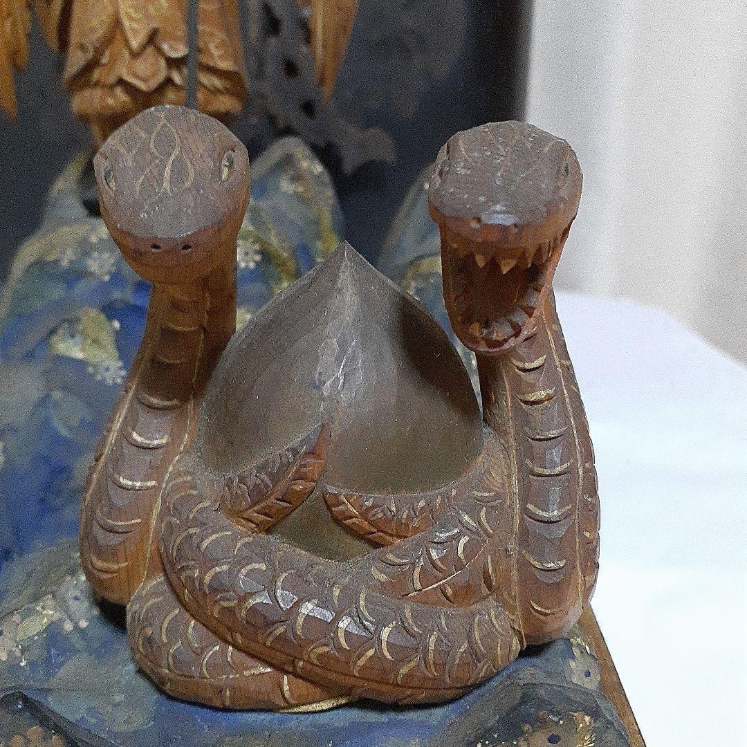 極逸品【護法魔王尊　荼枳尼天　双頭宝珠巳神】厨子　神像　仏像