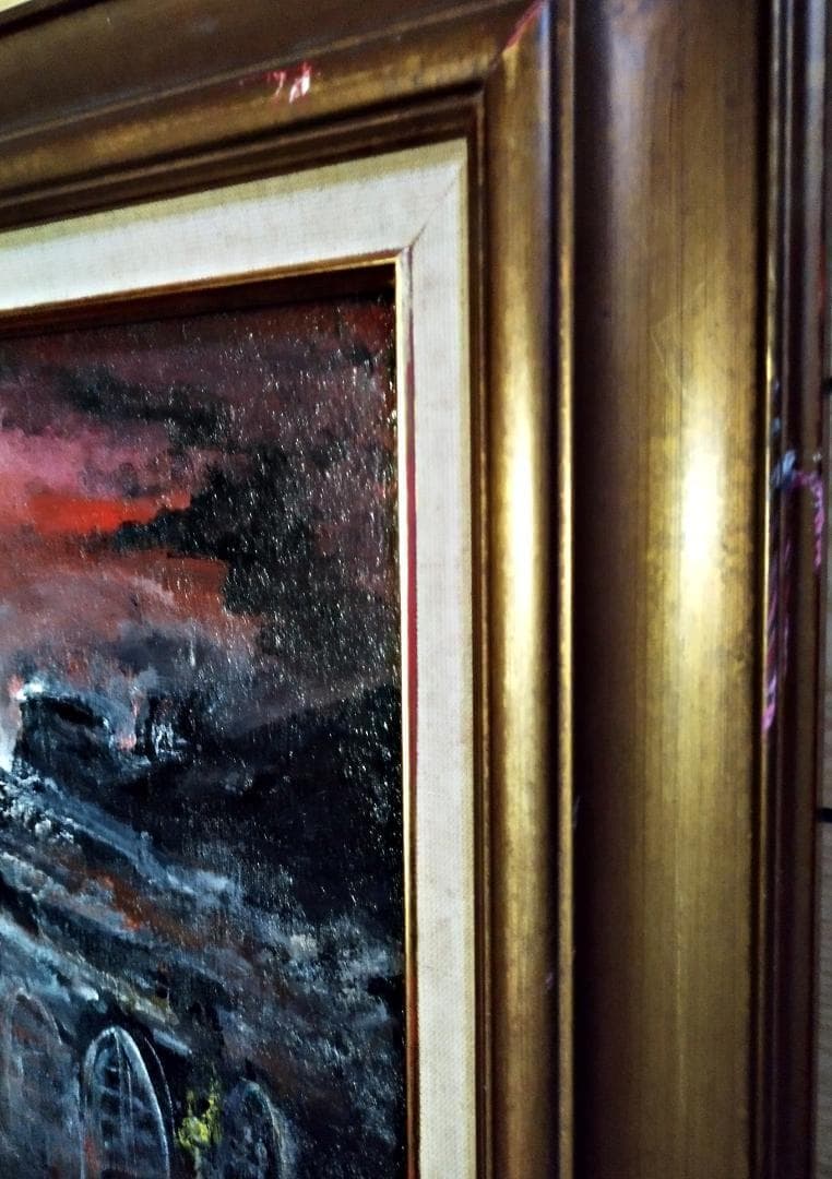 大澤扶二子■パリの街角■F20号■油彩画■絵画■油絵■真作■肉筆■風景画■人物画