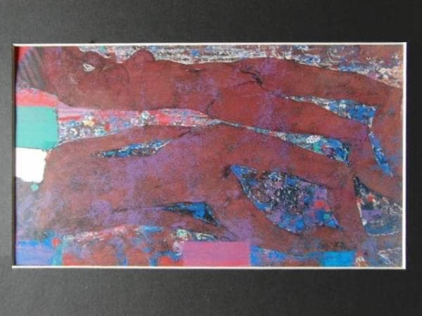 林清納、『海に祈る２』、希少画集画、裸婦、高級新品額・額装付