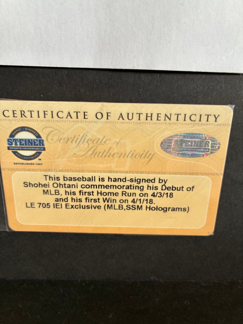 2018年MLBデビュー　大谷翔平　額縁付き直筆サインボール