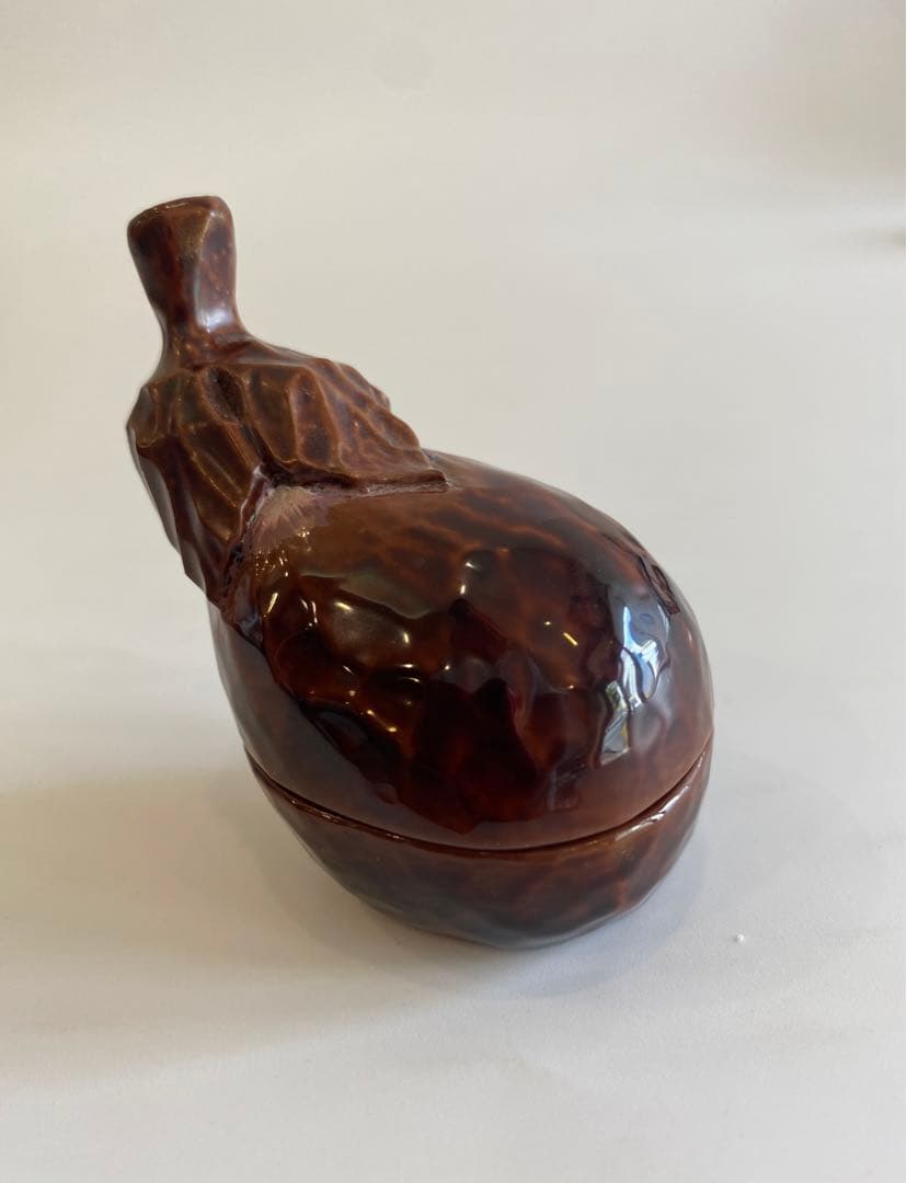 ナス香合　木製　茶道具