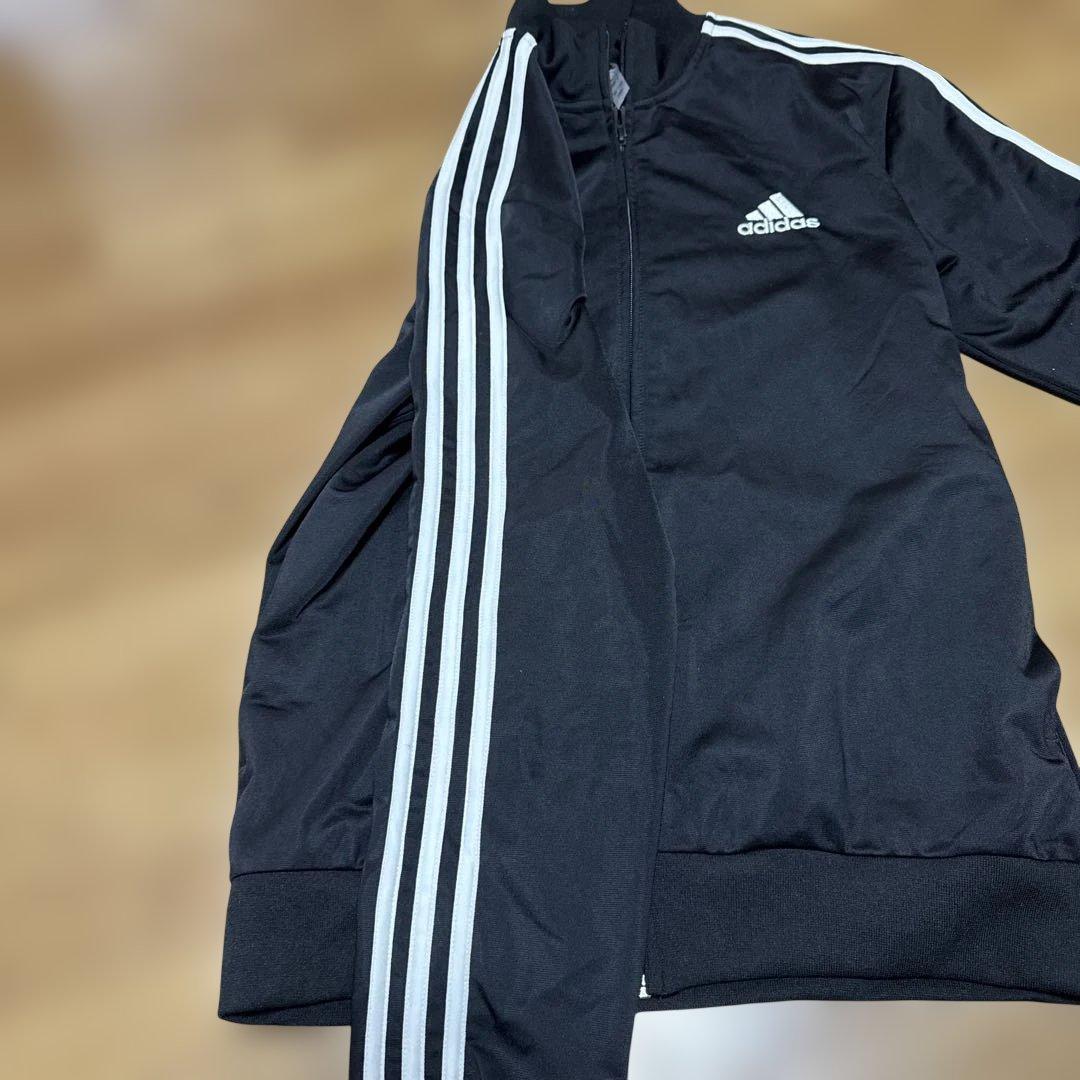 adidas ストライプジャージジャケット 黒