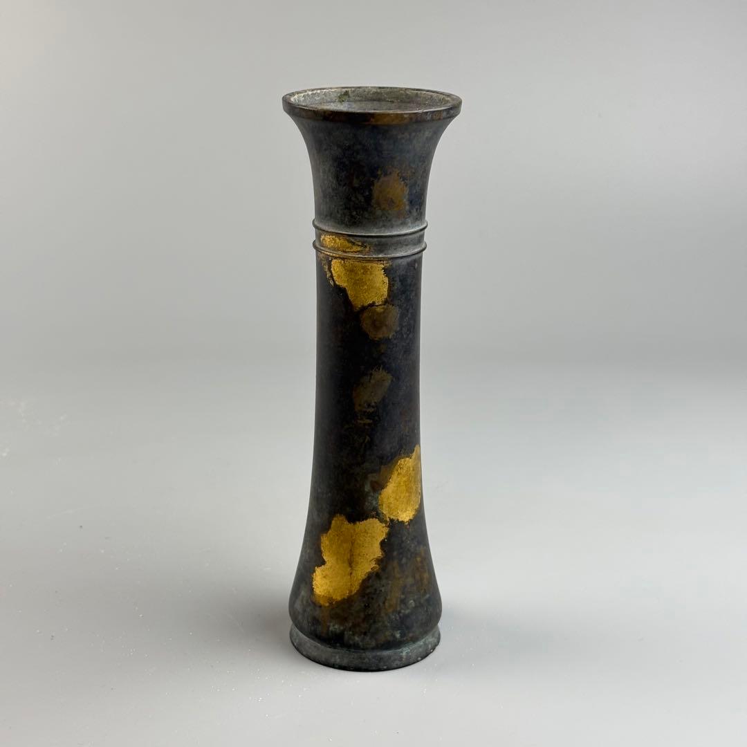 蔵六 青銅 花瓶 花生 花入 金属工芸 古美術 在銘 華道具 茶道具