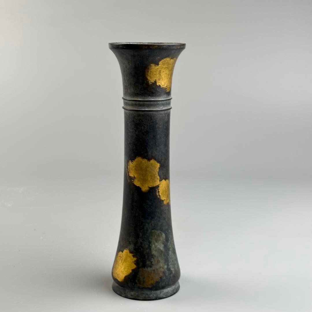 蔵六 青銅 花瓶 花生 花入 金属工芸 古美術 在銘 華道具 茶道具