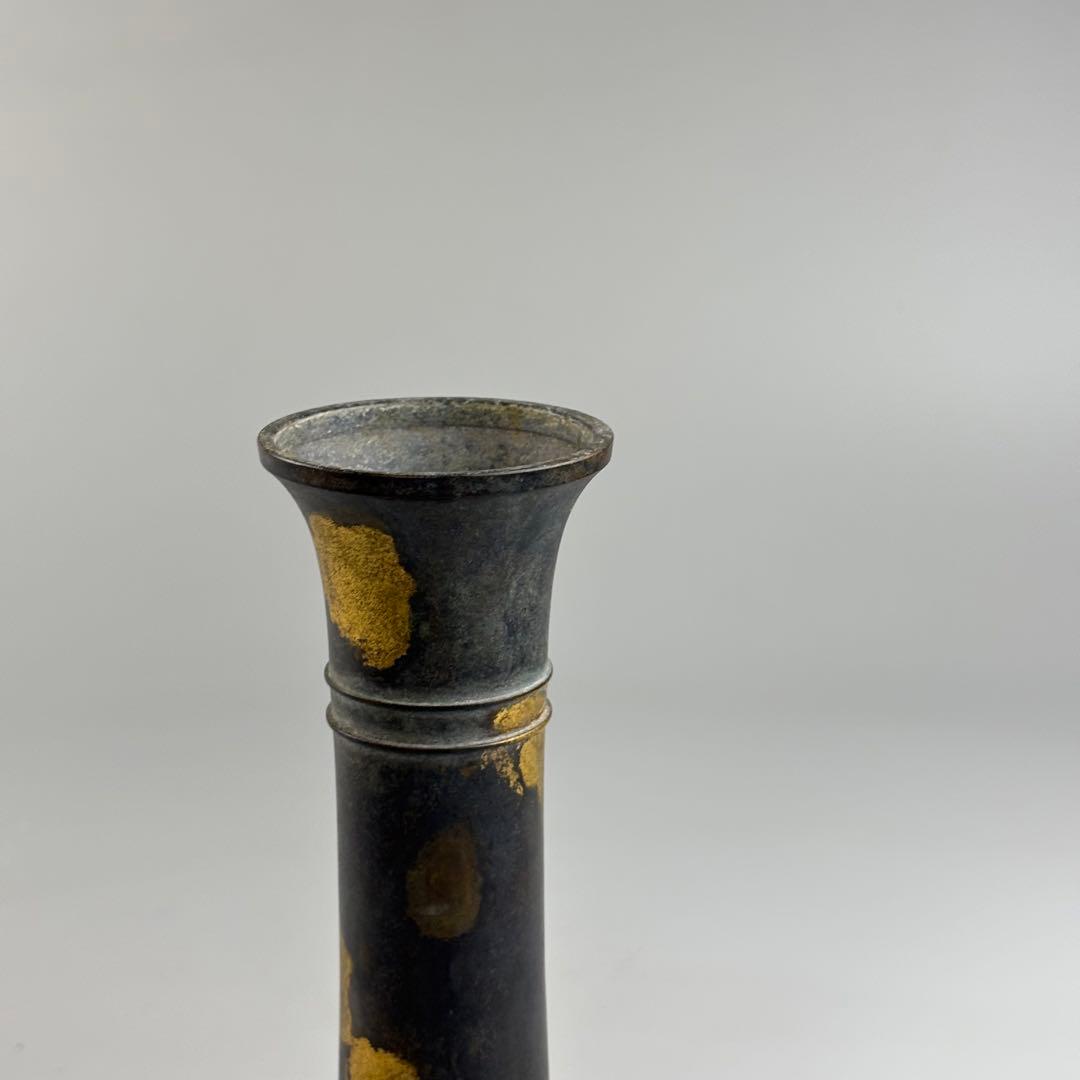 蔵六 青銅 花瓶 花生 花入 金属工芸 古美術 在銘 華道具 茶道具