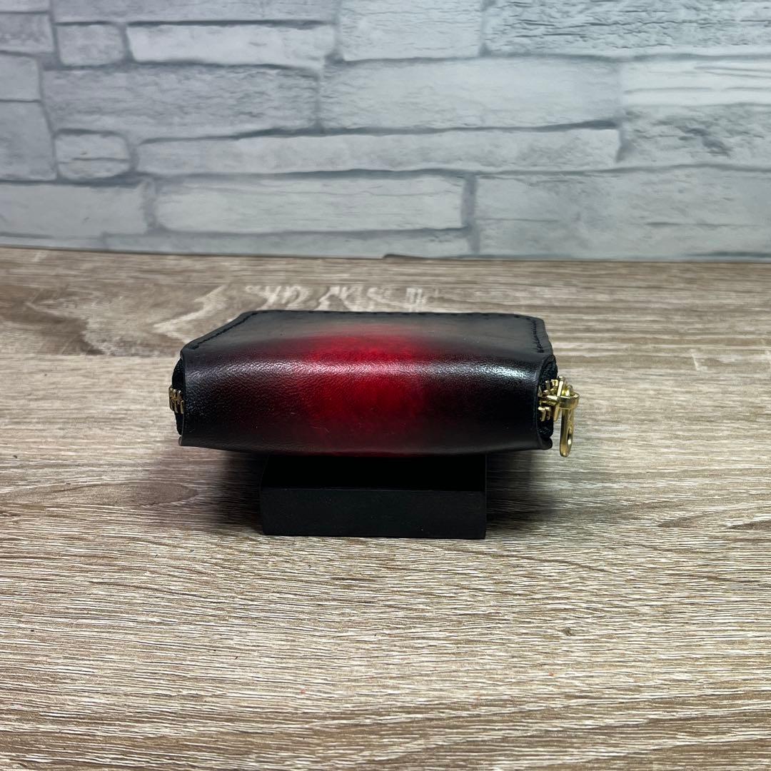 ミドルルアーワレット　本革レザー　手染めアンティークレッド　ハンドメイド　渓流