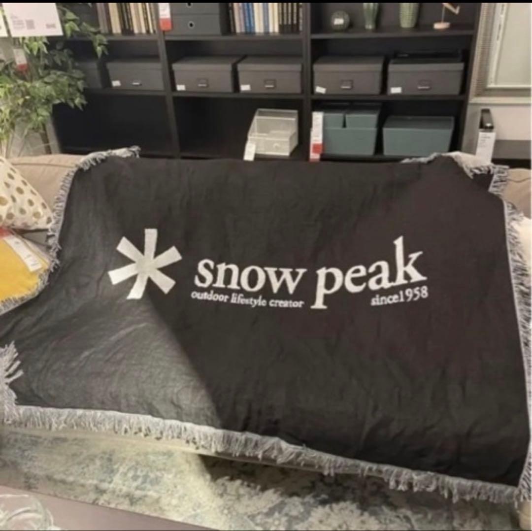  peak アウトドア寝具 黒 フリンジ付き　大判ブランケット