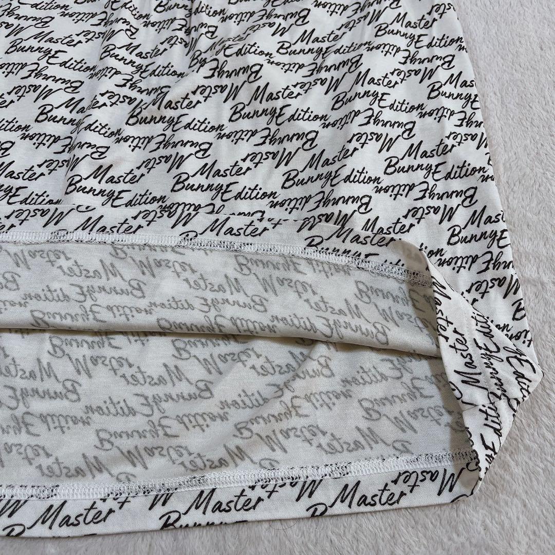 極美品　マスターバニー　 モックネック　ノースリーブワンピース　総柄　ホワイト