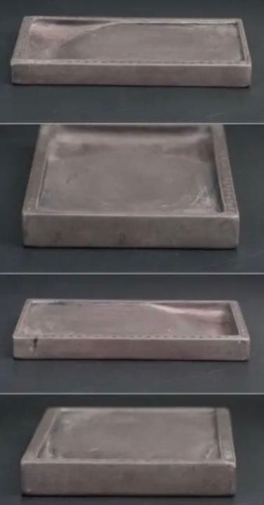 送料無料　極上雷文四角形端渓硯　書道具