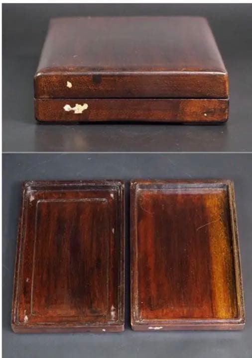 送料無料　極上雷文四角形端渓硯　書道具