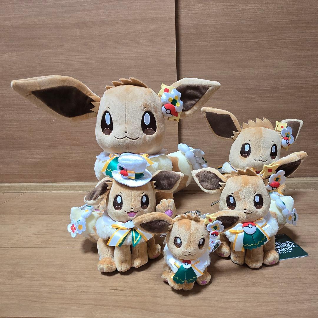 【新品】ポケパーク カントー ぬいぐるみ イーブイ カーニバル衣装 5体セット