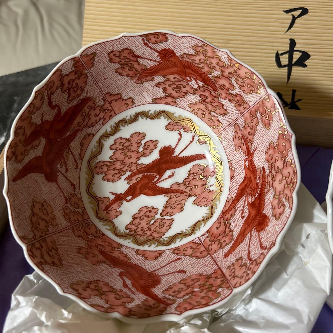 新品未使用　九谷焼　暁堂　ペア中鉢