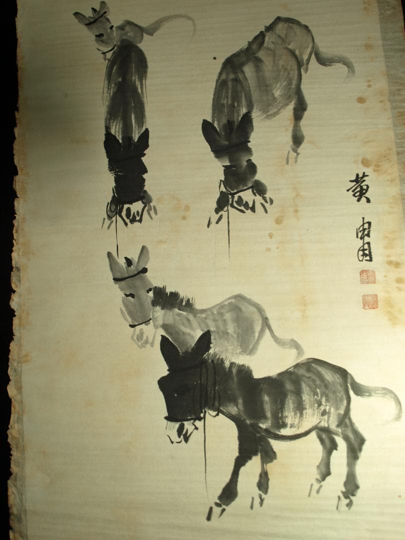 近代の黄胄の掛軸　人物図　肉筆保証中国古董品古美術 BD626C11-4