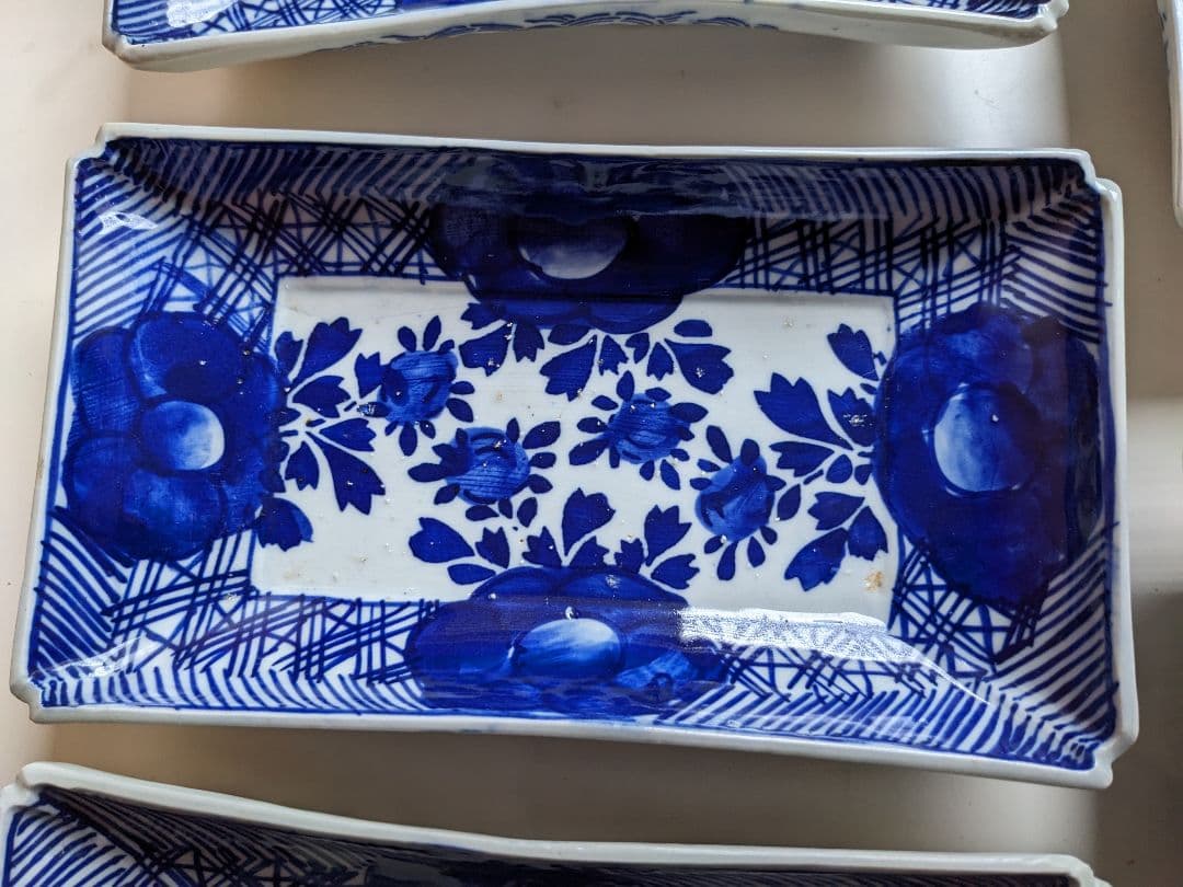 古伊万里　べろ藍　長角皿　5枚