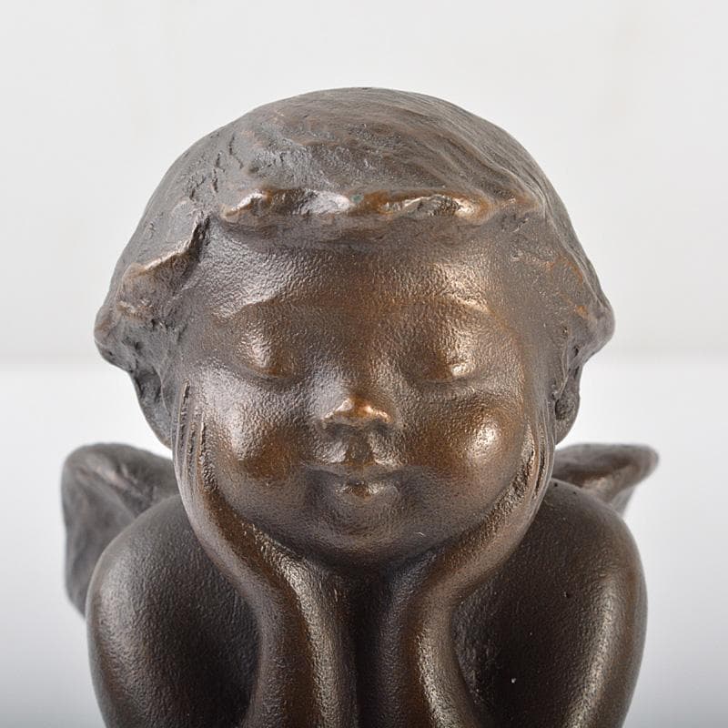 彫刻家　玉野勢三作　ブロンズ像　「ゆめ」 大理石台座　M　R6096