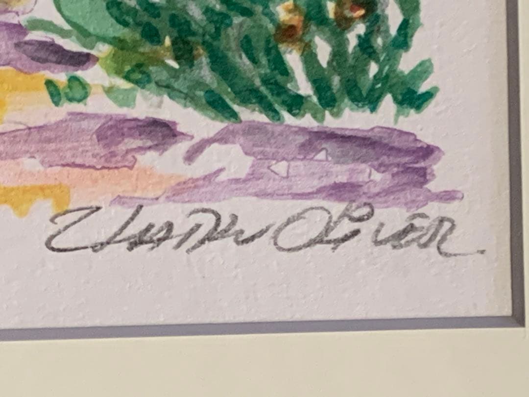 風景画 作家 オリバー 作品名 糸杉のある242/250 額サイズ55x43c