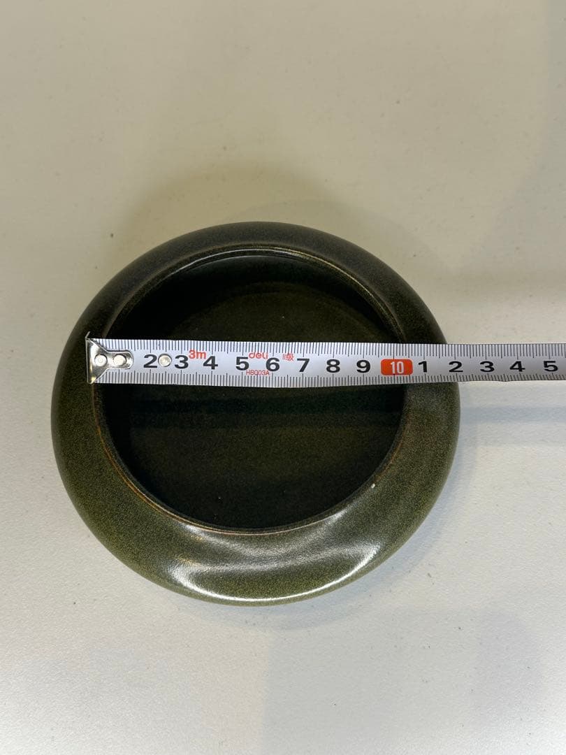 中国 清代光緒期 茶葉末釉 筆洗 オリーブ釉 文房 古美術 骨董品