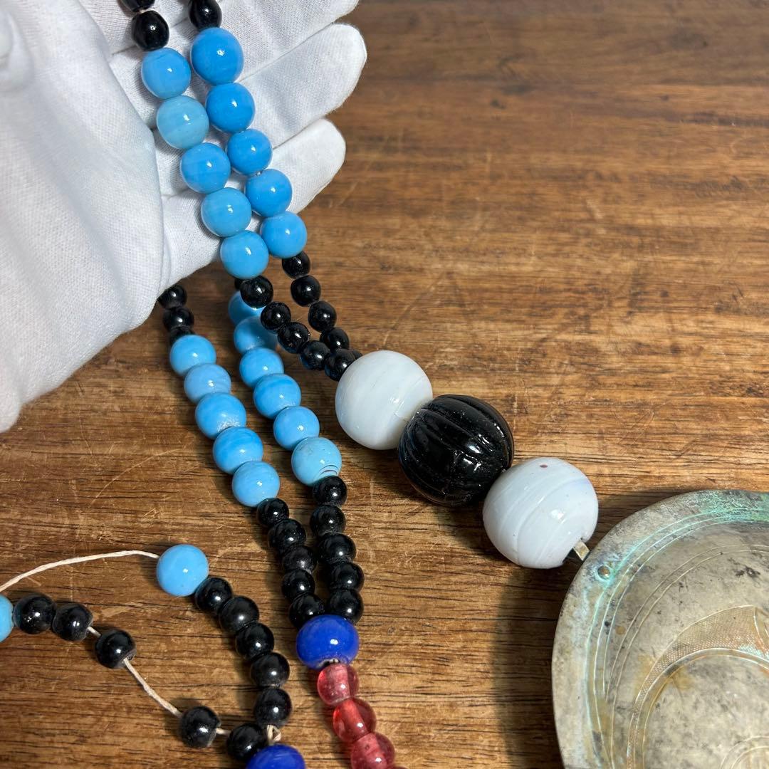 骨董品 アイヌ タマサイ 首飾り シトキ アイヌ玉 蜻蛉玉 ネックレス 歴史資料