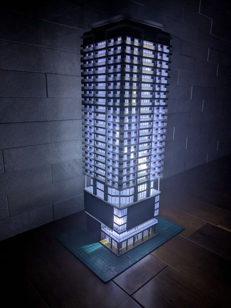 Nゲージ　自作ストラクチャー　高層マンション　タワマン　ジオラマ