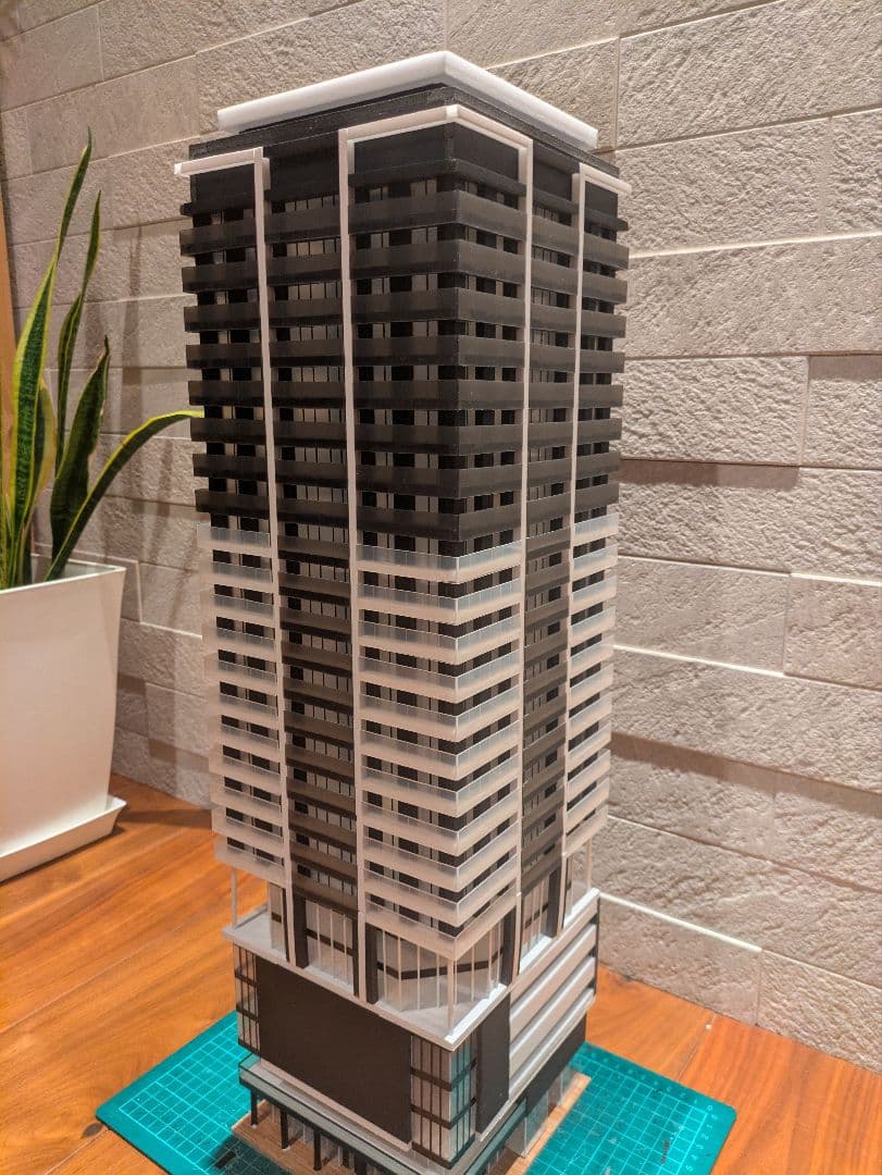 Nゲージ　自作ストラクチャー　高層マンション　タワマン　ジオラマ