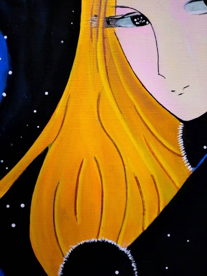 【F6号】松本零士【銀河鉄道999】手描き作品/表裏サイン/油彩/アクリル/額縁