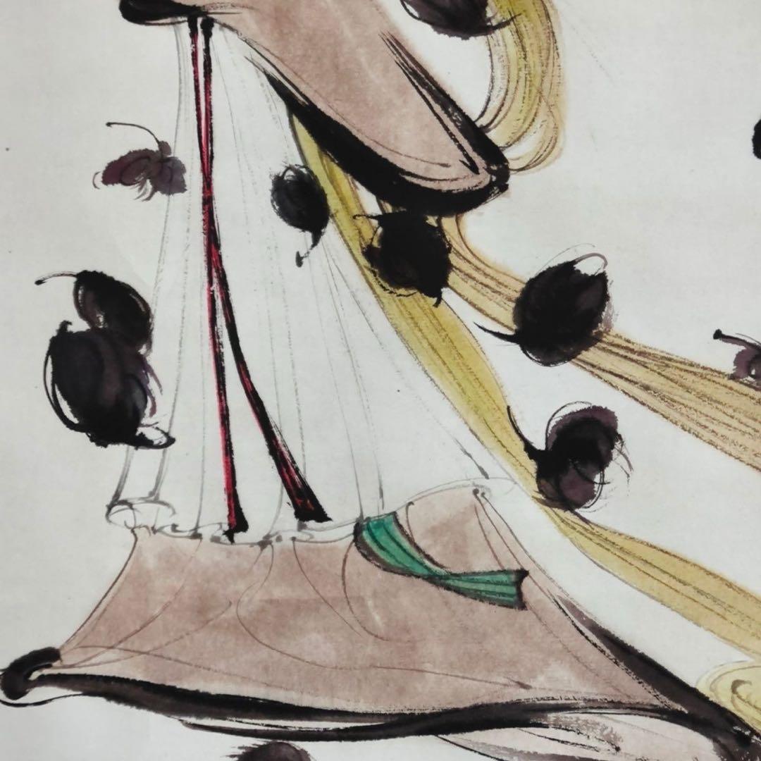 【掛軸 傅抱石風】美人図 中堂掛軸 逸品 168×70 装飾 アート インテリア