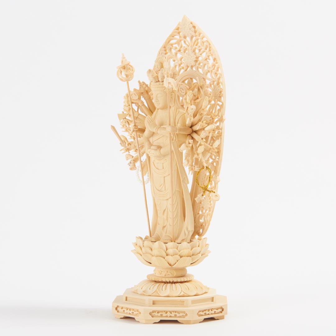 黄楊　４寸　立千手観音　仏像 035