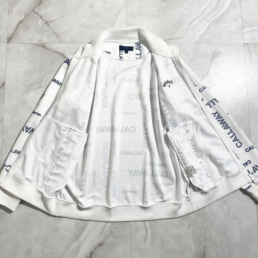 A18664 美品 キャロウェイ 総ロゴジップアップジャケット 白M メンズ