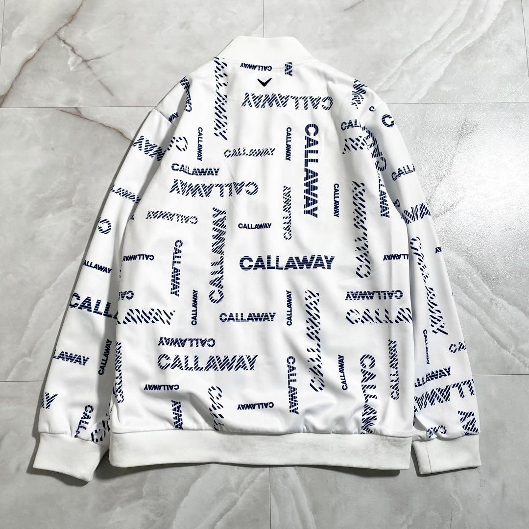 A18664 美品 キャロウェイ 総ロゴジップアップジャケット 白M メンズ