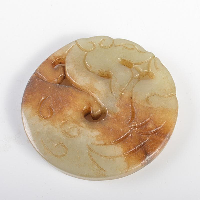 中国　玉石彫刻　神獣雕　玉器　玉牌　根付　C　R7136E