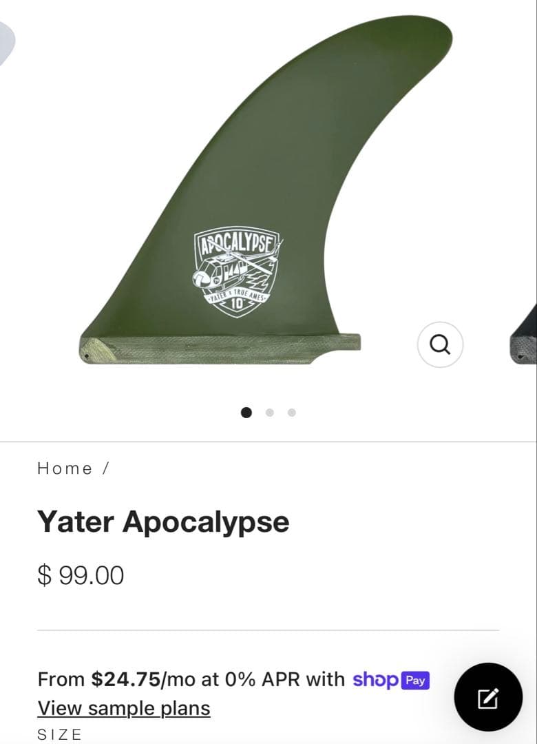 True Ames Yater Apocalpyse シングルフィン 送料込み
