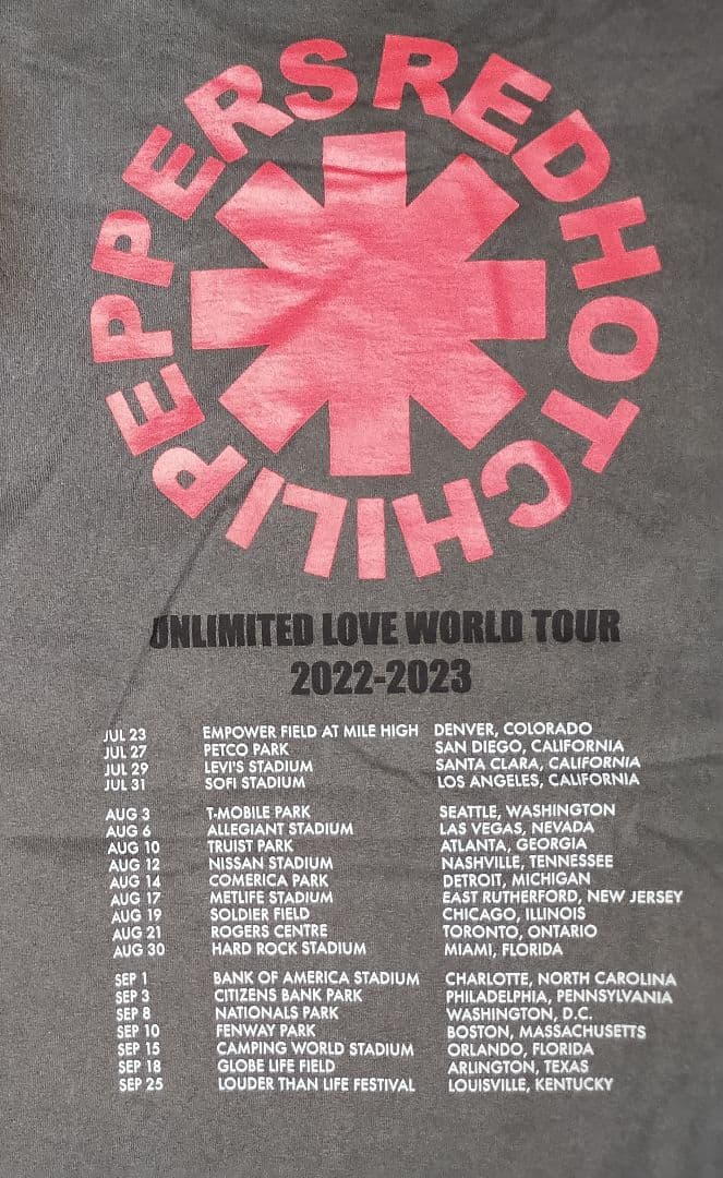 レッド・ホット・チリ・ペッパーズ UL Tour スローバック Tシャツ XL