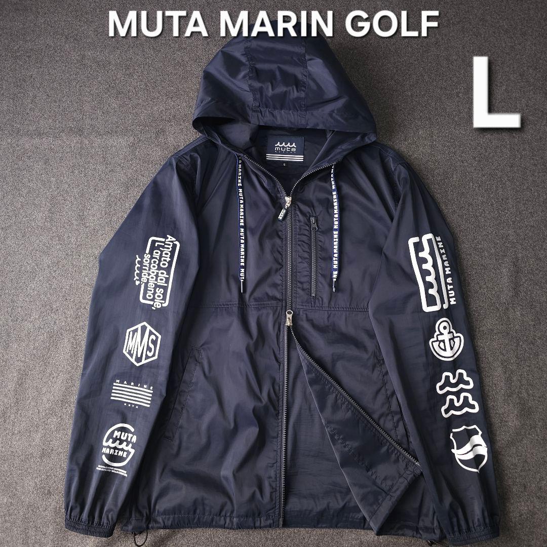 ムータマリンゴルフ ロゴ 多数 ナイロンフーディーブルゾンジャケット L