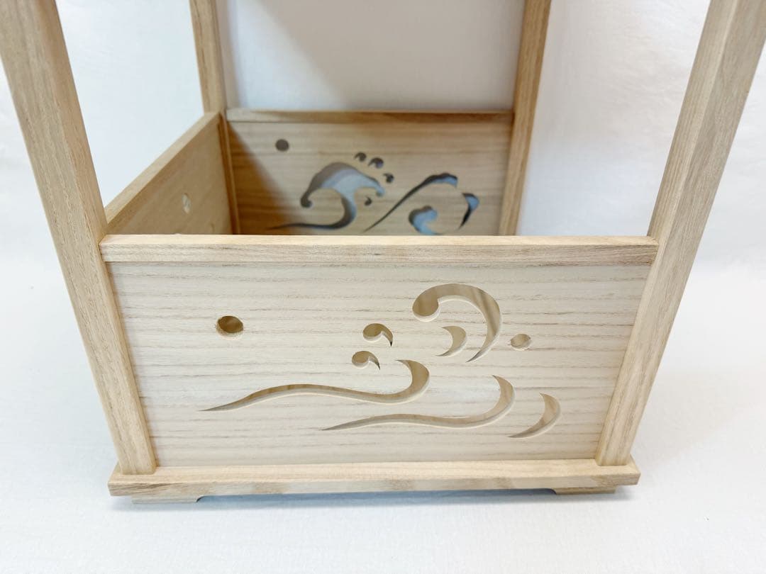 未使用 茶道具 幸斎造 淡々斎好 荒磯棚 桐木地 四本柱 波頭透し 組立式 元箱