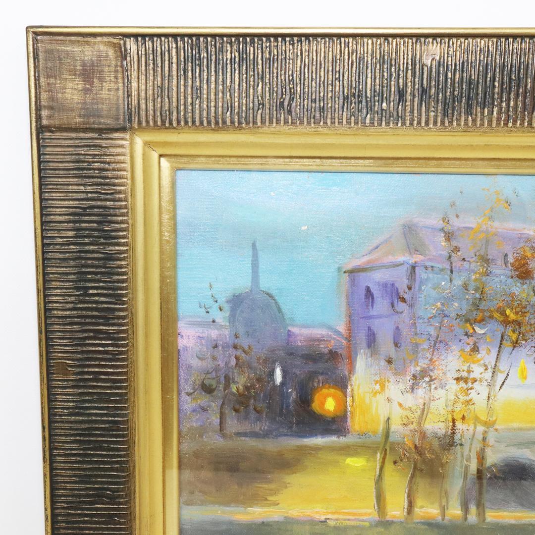 星空のセーヌ川　油絵 二口正和 油彩画 F4号