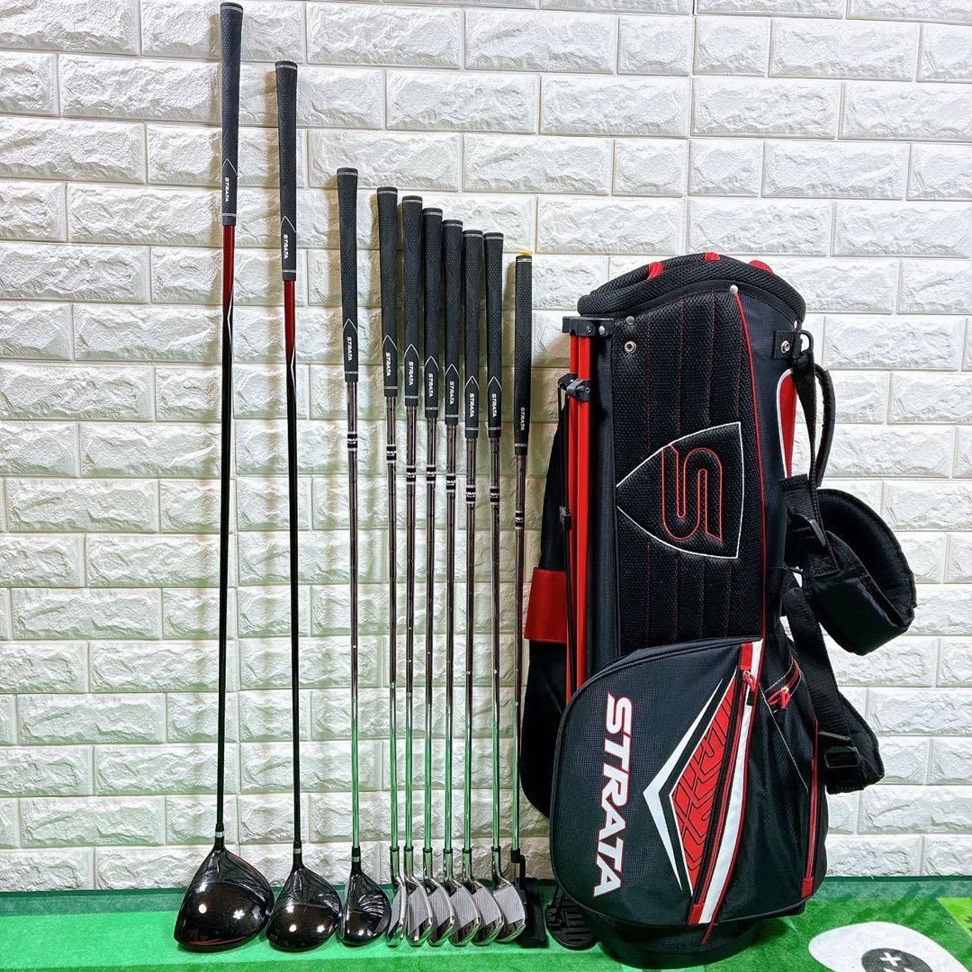 【左利き用・初心者OK】STRATA メンズゴルフクラブセット 10本
