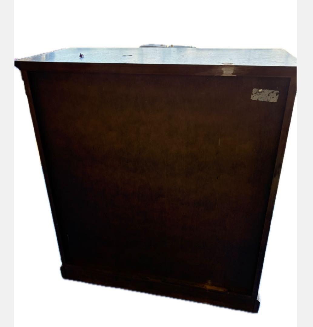 【木製ガラスキャビネット】レトロ収納棚／ガラス扉＆引き出し付き