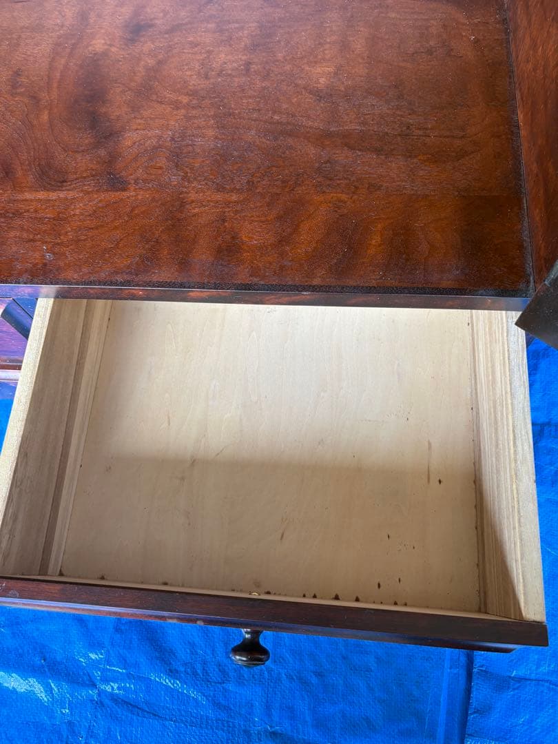 【木製ガラスキャビネット】レトロ収納棚／ガラス扉＆引き出し付き