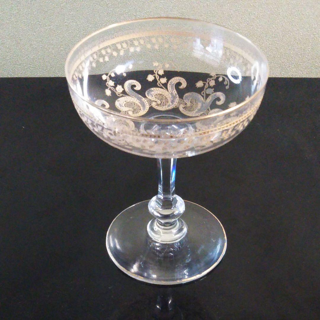 オールドBaccarat金彩シャンパングラスのペアセット