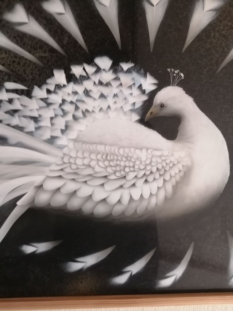 画家　西風　鷹　白孔雀　【原画】　オリジナル　スプレーガン　エアブラシ画