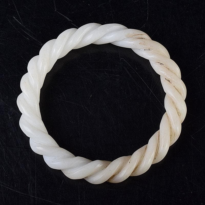 中国　玉石白玉彫刻　玉器　環　装飾品　C　8708E